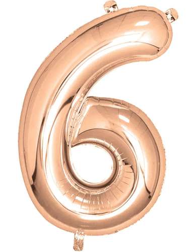 Rose Gold Foil Number Balloon - No 6 - Click Image to Close